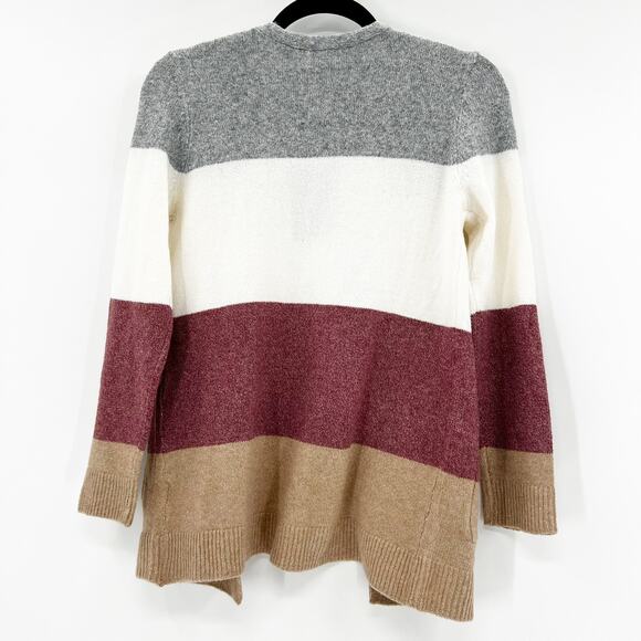 NWT Market and Spruce Multicolor Colorblock Long Sleeve Open Cardigan Sweater XS - Picture 2 of 5